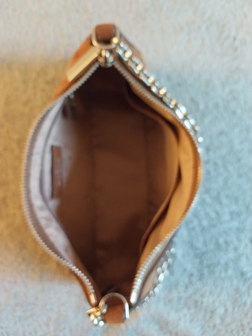kate spade Brown Suede Shoulder Bag with Silver Chain Strap